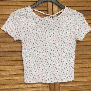 Caution To The Wind White and Pink Floral Kids Blouse